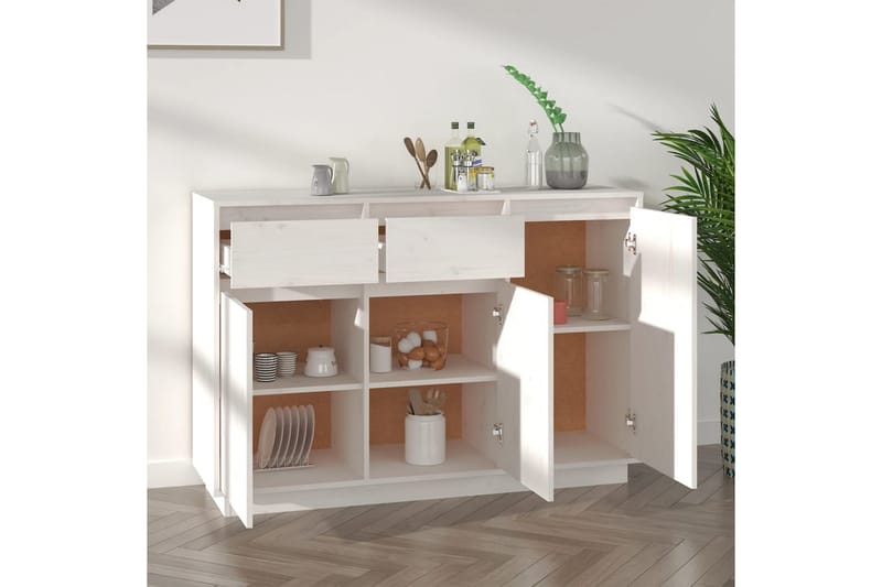 beBasic Skjenk hvit 110x34x75 cm heltre furu - Hvit - Oppbevaring - Oppbevaringsmøbler - Sideboard & skjenk