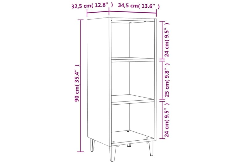 beBasic Skjenk hvit 34,5x32,5x90 cm konstruert tre - Hvit - Oppbevaring - Oppbevaringsmøbler - Sideboard & skjenk