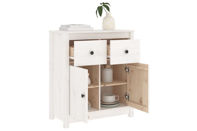 beBasic Skjenk hvit 70x35x80 cm heltre furu - Hvit - Oppbevaring - Oppbevaringsmøbler - Sideboard & skjenk