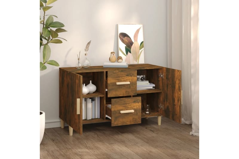 beBasic Skjenk røkt eik 100x36x60 cm konstruert tre - Brun - Oppbevaring - Oppbevaringsmøbler - Sideboard & skjenk