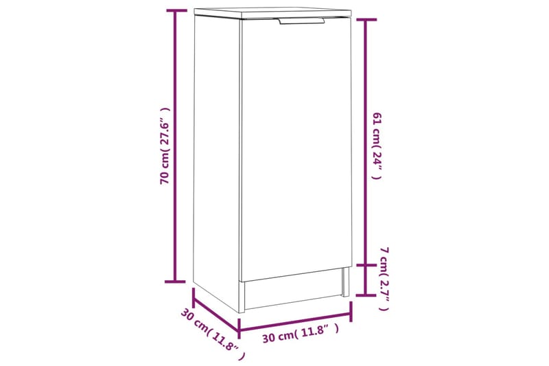 beBasic Skjenk røkt eik 30x30x70 cm konstruert tre - Brun - Oppbevaring - Oppbevaringsmøbler - Sideboard & skjenk