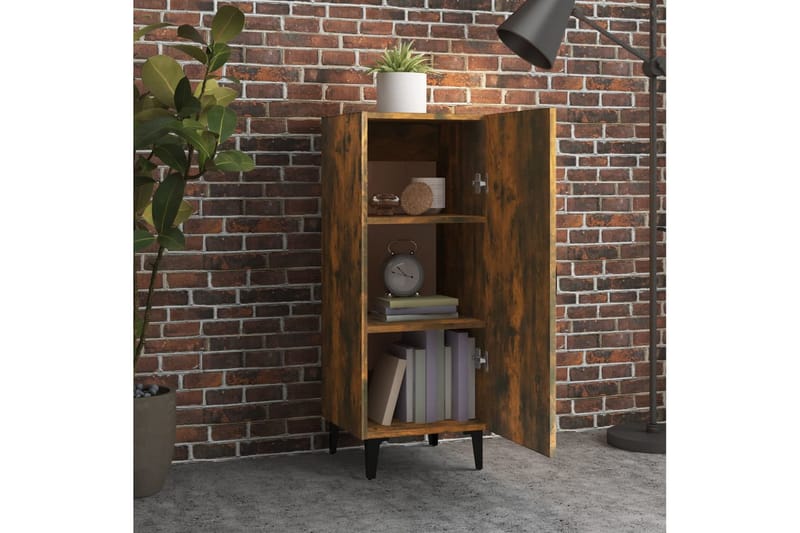 beBasic Skjenk røkt eik 34,5x34x90 cm konstruert tre - Brun - Oppbevaring - Oppbevaringsmøbler - Sideboard & skjenk