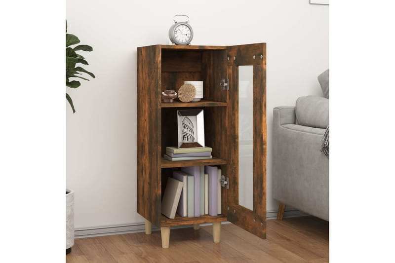 beBasic Skjenk røkt eik 34,5x34x90 cm konstruert tre - Brun - Oppbevaring - Oppbevaringsmøbler - Sideboard & skjenk