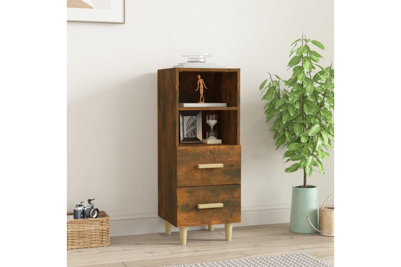 beBasic Skjenk røkt eik 34,5x34x90 cm konstruert tre - Brun - Sideboard & skjenk