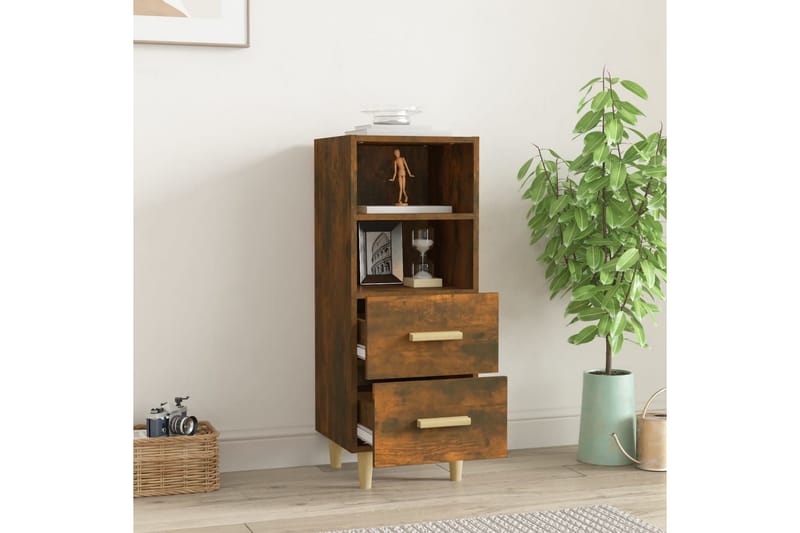 beBasic Skjenk røkt eik 34,5x34x90 cm konstruert tre - Brun - Oppbevaring - Oppbevaringsmøbler - Sideboard & skjenk