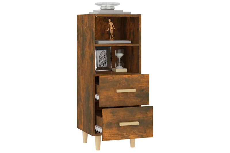 beBasic Skjenk røkt eik 34,5x34x90 cm konstruert tre - Brun - Oppbevaring - Oppbevaringsmøbler - Sideboard & skjenk