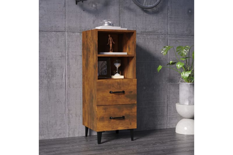 beBasic Skjenk røkt eik 34,5x34x90 cm konstruert tre - Brun - Oppbevaring - Oppbevaringsmøbler - Sideboard & skjenk