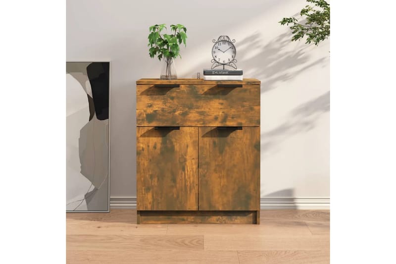 beBasic Skjenk røkt eik 60x30x70 cm konstruert tre - Brun - Oppbevaring - Oppbevaringsmøbler - Sideboard & skjenk