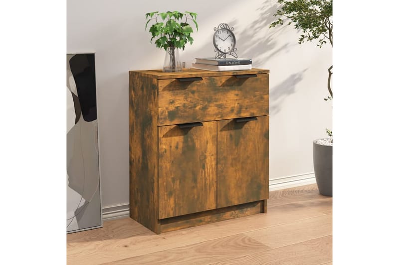 beBasic Skjenk røkt eik 60x30x70 cm konstruert tre - Brun - Oppbevaring - Oppbevaringsmøbler - Sideboard & skjenk