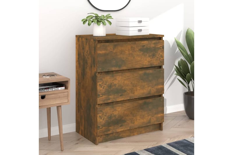 beBasic Skjenk røkt eik 60x35x76 cm konstruert tre - Brun - Sideboard & skjenk