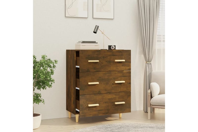 beBasic Skjenk røkt eik 70x34x90 cm konstruert tre - Brun - Oppbevaring - Oppbevaringsmøbler - Sideboard & skjenk