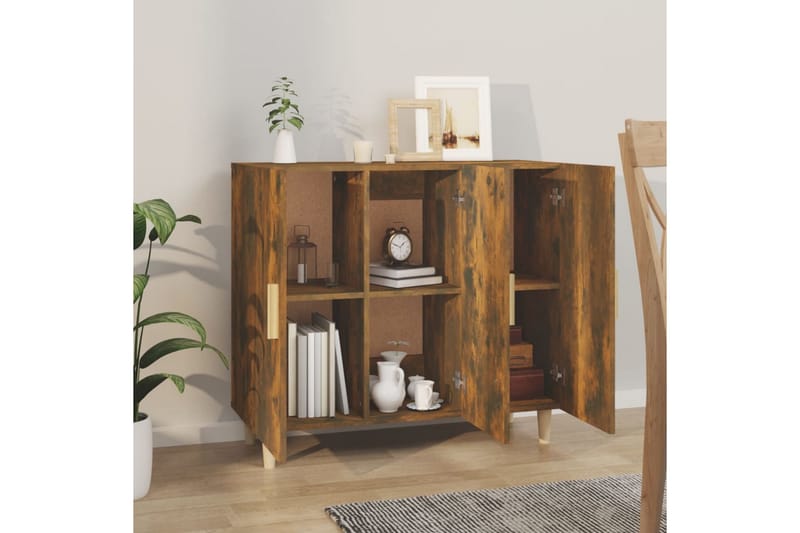 beBasic Skjenk røkt eik 90x34x80 cm konstruert tre - Brun - Oppbevaring - Oppbevaringsmøbler - Sideboard & skjenk