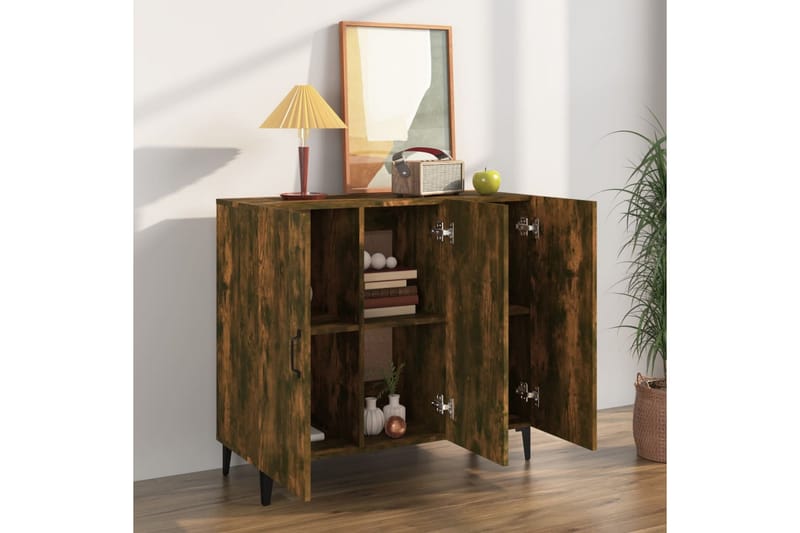 beBasic Skjenk røkt eik 90x34x80 cm konstruert tre - Brun - Oppbevaring - Oppbevaringsmøbler - Sideboard & skjenk