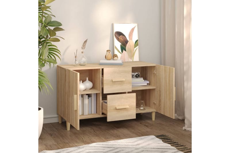 beBasic Skjenk sonoma eik 100x36x60 cm konstruert tre - Brun - Oppbevaring - Oppbevaringsmøbler - Sideboard & skjenk