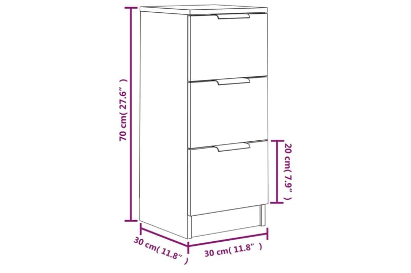 beBasic Skjenk sonoma eik 30x30x70 cm konstruert tre - Brun - Oppbevaring - Oppbevaringsmøbler - Sideboard & skjenk