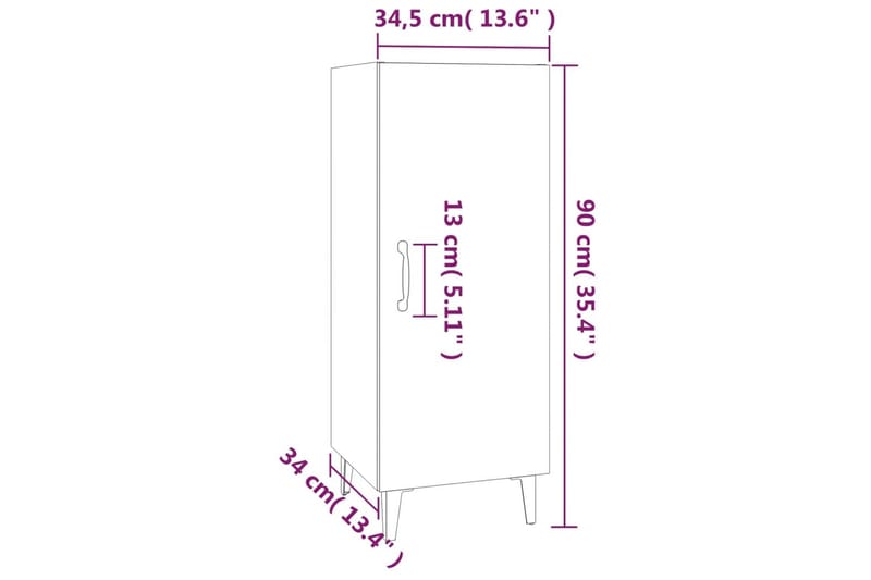 beBasic Skjenk sonoma eik 34,5x34x90 cm konstruert tre - Brun - Oppbevaring - Oppbevaringsmøbler - Sideboard & skjenk