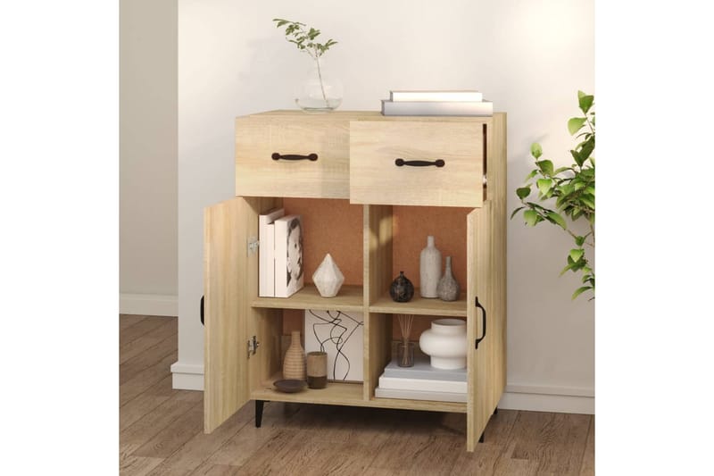 beBasic Skjenk sonoma eik 69,5x34x90 cm konstruert tre - Brun - Oppbevaring - Oppbevaringsmøbler - Sideboard & skjenk