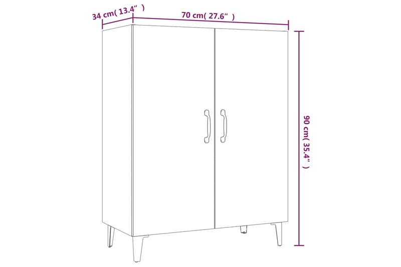 beBasic Skjenk sonoma eik 70x34x90 cm konstruert tre - Brun - Oppbevaring - Oppbevaringsmøbler - Sideboard & skjenk