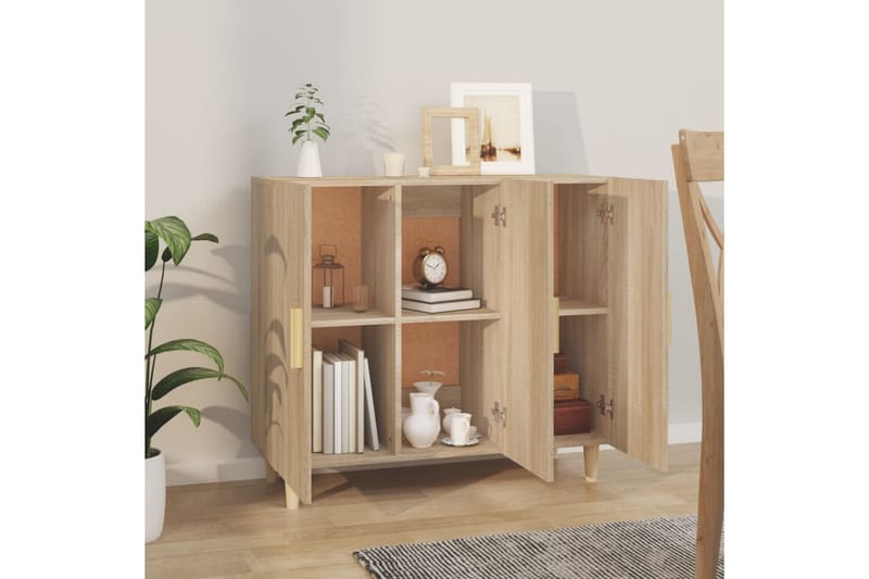 beBasic Skjenk sonoma eik 90x34x80 cm konstruert tre - Brun - Oppbevaring - Oppbevaringsmøbler - Sideboard & skjenk