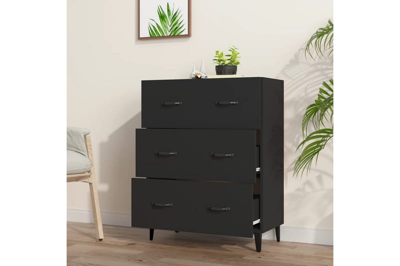 beBasic Skjenk svart 69,5x34x90 cm konstruert tre - Svart - Oppbevaring - Oppbevaringsmøbler - Sideboard & skjenk