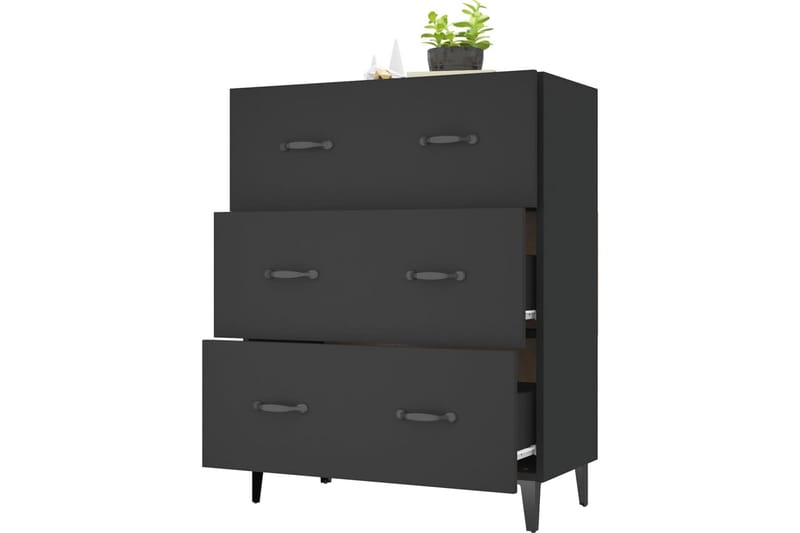 beBasic Skjenk svart 69,5x34x90 cm konstruert tre - Svart - Oppbevaring - Oppbevaringsmøbler - Sideboard & skjenk