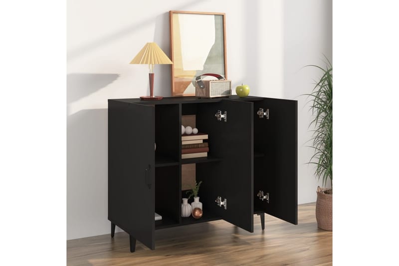 beBasic Skjenk svart 90x34x80 cm konstruert tre - Svart - Oppbevaring - Oppbevaringsmøbler - Sideboard & skjenk