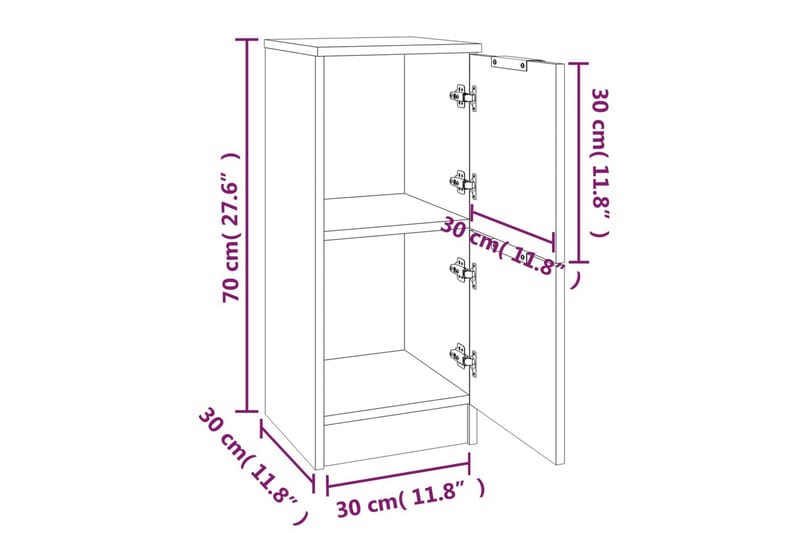 beBasic Skjenker 2 stk brun eik 30x30x70 cm konstruert tre - Brun - Oppbevaring - Oppbevaringsmøbler - Sideboard & skjenk