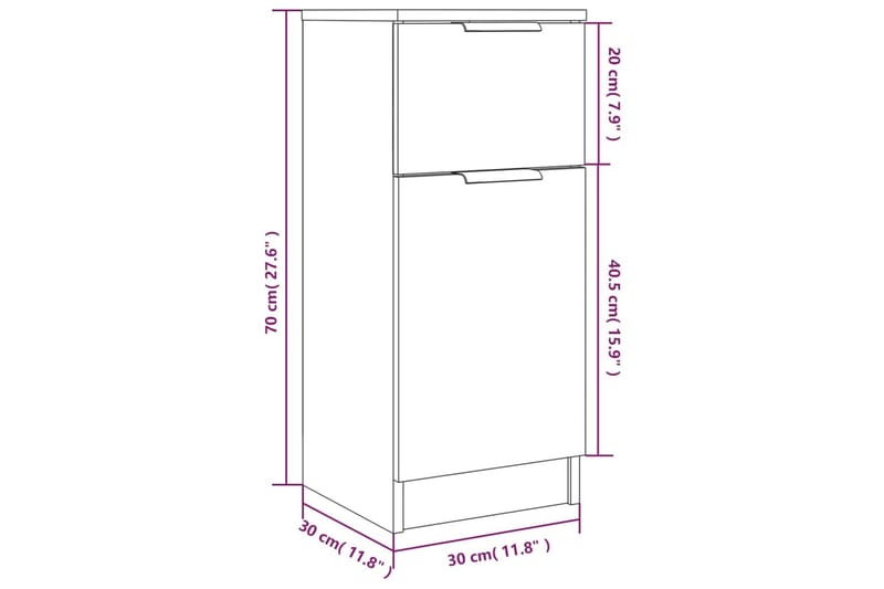 beBasic Skjenker 2 stk brun eik 30x30x70 cm konstruert tre - Brun - Oppbevaring - Oppbevaringsmøbler - Sideboard & skjenk