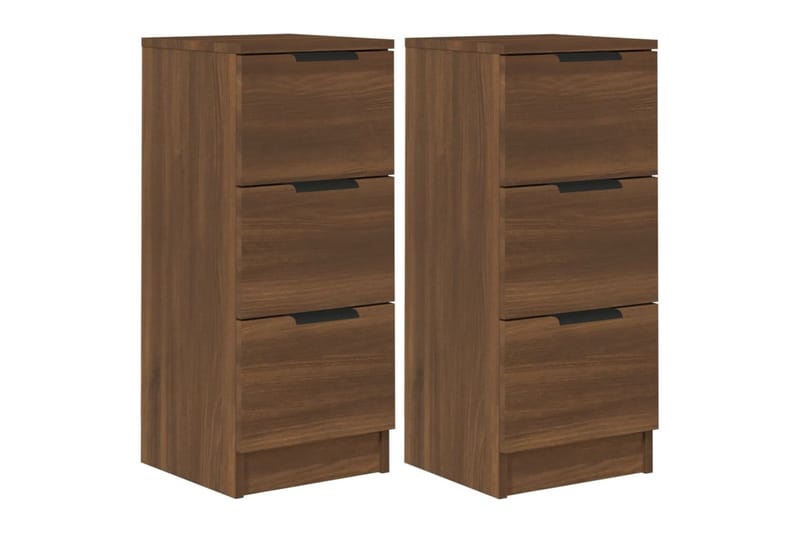 beBasic Skjenker 2 stk brun eik 30x30x70 cm konstruert tre - Brun - Oppbevaring - Oppbevaringsmøbler - Sideboard & skjenk