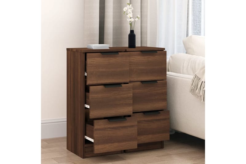 beBasic Skjenker 2 stk brun eik 30x30x70 cm konstruert tre - Brun - Oppbevaring - Oppbevaringsmøbler - Sideboard & skjenk