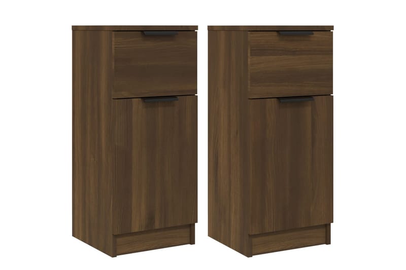 beBasic Skjenker 2 stk brun eik 30x30x70 cm konstruert tre - Brun - Oppbevaring - Oppbevaringsmøbler - Sideboard & skjenk