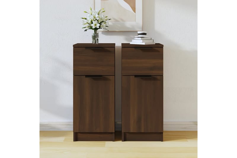 beBasic Skjenker 2 stk brun eik 30x30x70 cm konstruert tre - Brun - Oppbevaring - Oppbevaringsmøbler - Sideboard & skjenk