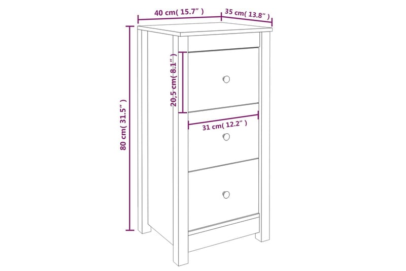 beBasic Skjenker 2 stk grå 40x35x80 cm heltre furu - GrÃ¥ - Sideboard & skjenk