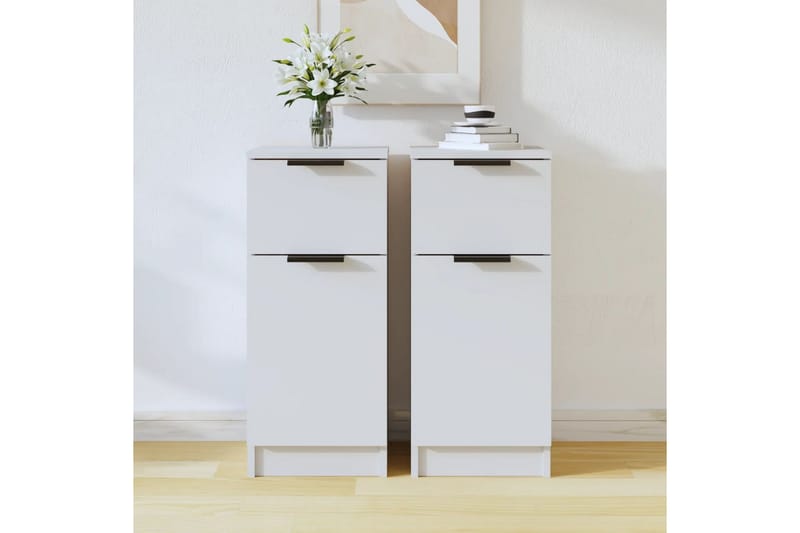 beBasic Skjenker 2 stk hvit 30x30x70 cm konstruert tre - Hvit - Oppbevaring - Oppbevaringsmøbler - Sideboard & skjenk