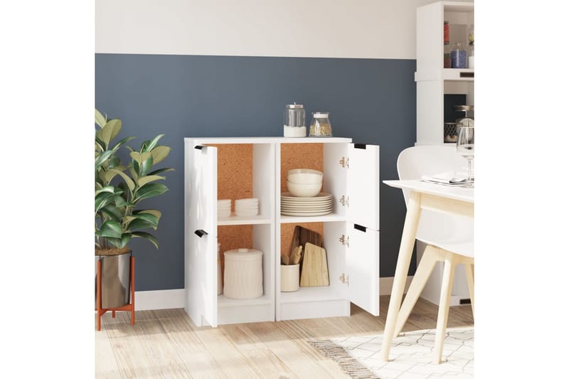 beBasic Skjenker 2 stk hvit 30x30x70 cm konstruert tre - Hvit - Oppbevaring - Oppbevaringsmøbler - Sideboard & skjenk