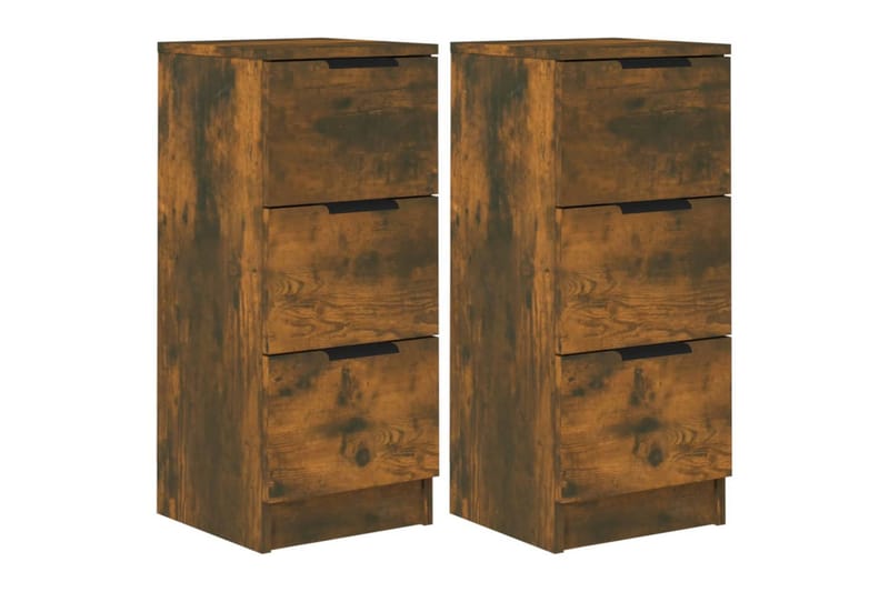 beBasic Skjenker 2 stk røkt eik 30x30x70 cm konstruert tre - Brun - Oppbevaring - Oppbevaringsmøbler - Sideboard & skjenk