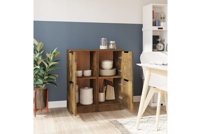 beBasic Skjenker 2 stk røkt eik 30x30x70 cm konstruert tre - Brun - Oppbevaring - Oppbevaringsmøbler - Sideboard & skjenk