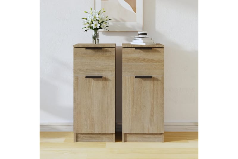 beBasic Skjenker 2 stk sonoma eik 30x30x70 cm konstruert tre - Brun - Oppbevaring - Oppbevaringsmøbler - Sideboard & skjenk