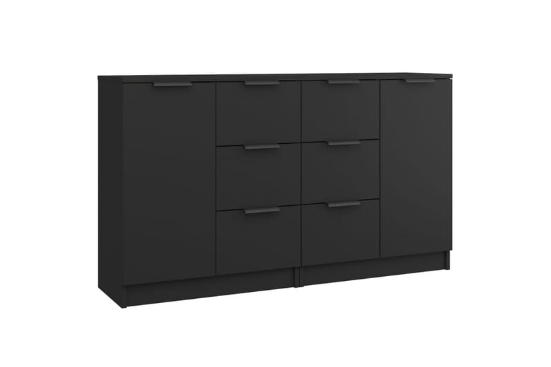 beBasic Skjenker 2 stk svart 60x30x70 cm konstruert tre - Svart - Oppbevaring - Oppbevaringsmøbler - Sideboard & skjenk