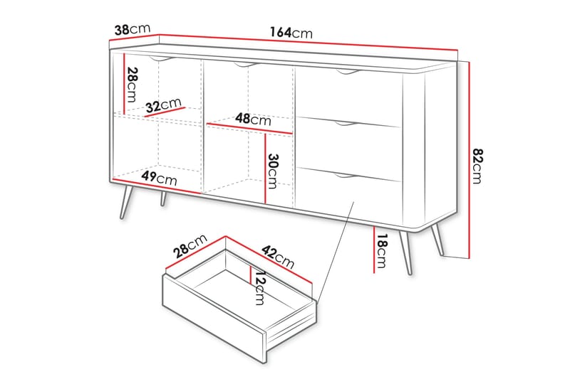 Forba Kommode 164 cm - Beige - Oppbevaring - Oppbevaringsmøbler - Kommode