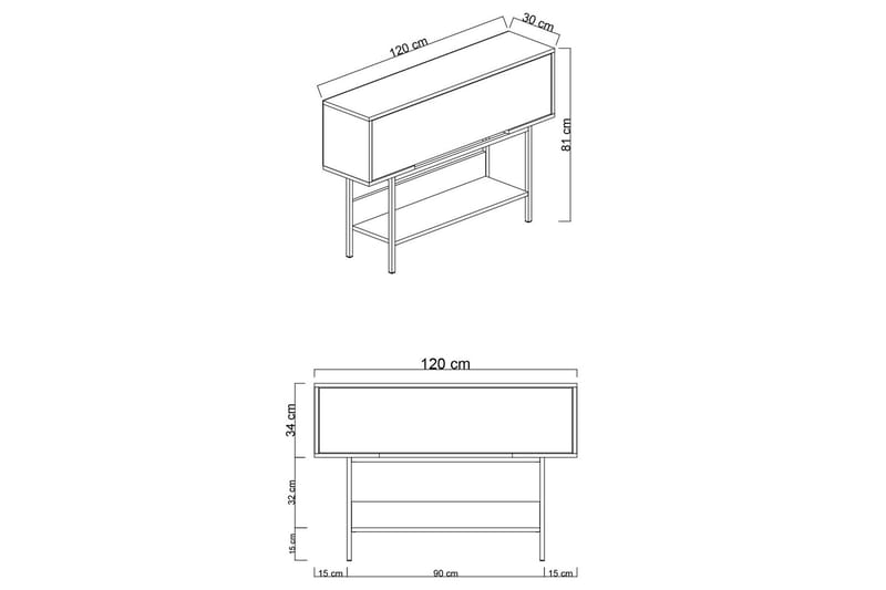 Germaine Kommode 120 cm - Antrasitt/Hvit/Sølv - Oppbevaring - Oppbevaringsmøbler - Kommode