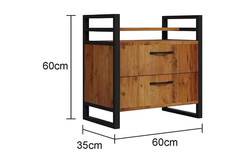 90x35 - Neru Pier 60x35 cm 2 Skuffer - Mørkebrun/Svart - Oppbevaring - Oppbevaringsmøbler - Kommode