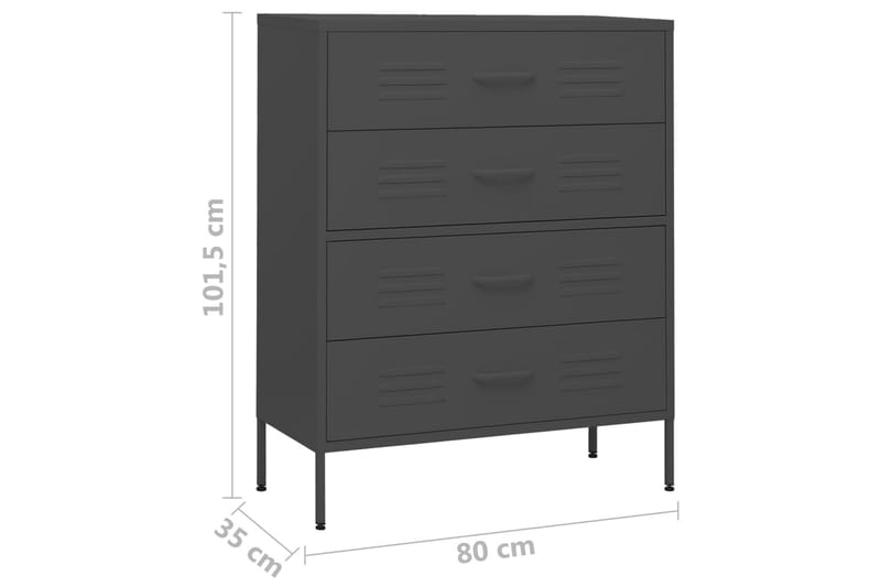 Kommode antrasitt 80x35x101,5 cm stål - Antrasittgrå - Oppbevaring - Oppbevaringsmøbler - Kommode - Entrekommode