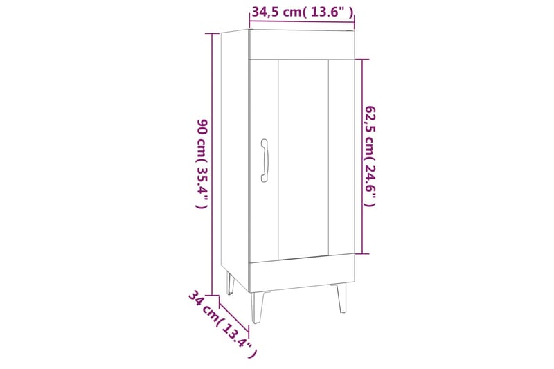 beBasic Skjenk betonggrå 34,5x34x90 cm konstruert tre - GrÃ¥ - Oppbevaring - Oppbevaringsmøbler - Kommode