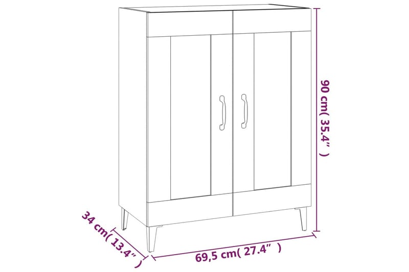 beBasic Skjenk betonggrå 69,5x34x90 cm konstruert tre - GrÃ¥ - Oppbevaring - Oppbevaringsmøbler - Kommode