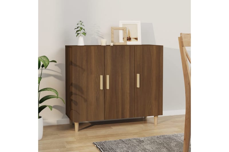 beBasic Skjenk brun eik 90x34x80 cm konstruert tre - Brun - Oppbevaring - Oppbevaringsmøbler - Kommode