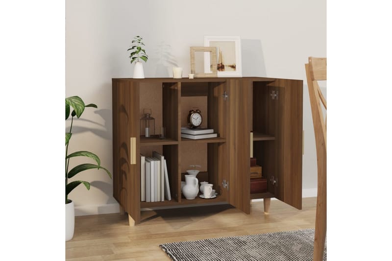 beBasic Skjenk brun eik 90x34x80 cm konstruert tre - Brun - Oppbevaring - Oppbevaringsmøbler - Kommode