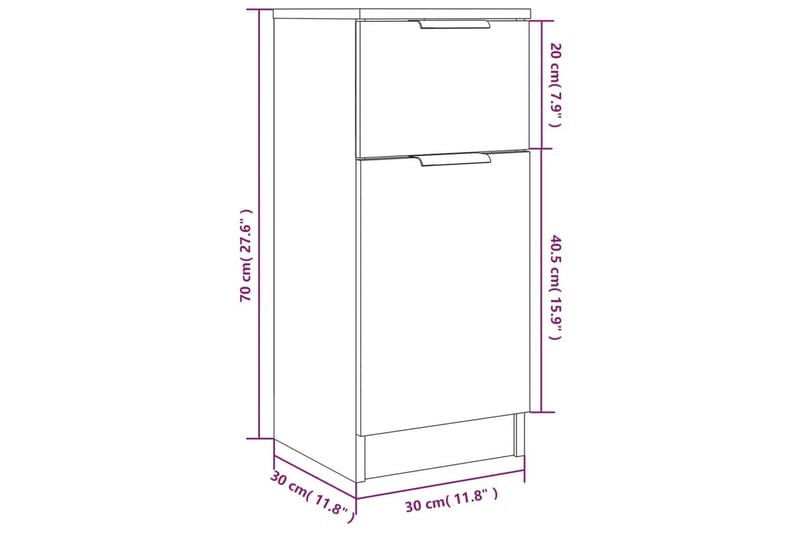 beBasic Skjenk sonoma eik 30x30x70 cm konstruert tre - Brun - Oppbevaring - Oppbevaringsmøbler - Kommode