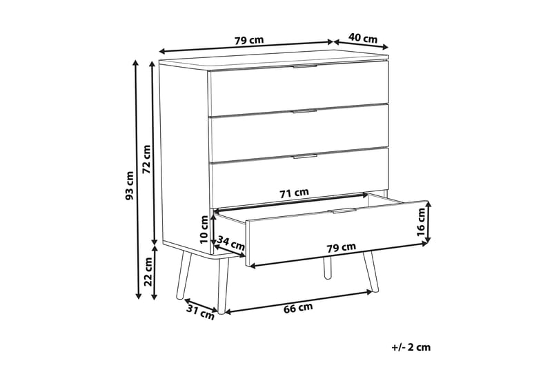 Kommode Ticaboo 79 cm - Hvit - Oppbevaring - Oppbevaringsmøbler - Kommode - Entrekommode