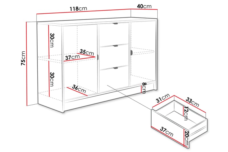 Highboard Novaj - Beige - Oppbevaring - Oppbevaringsmøbler - Kommode